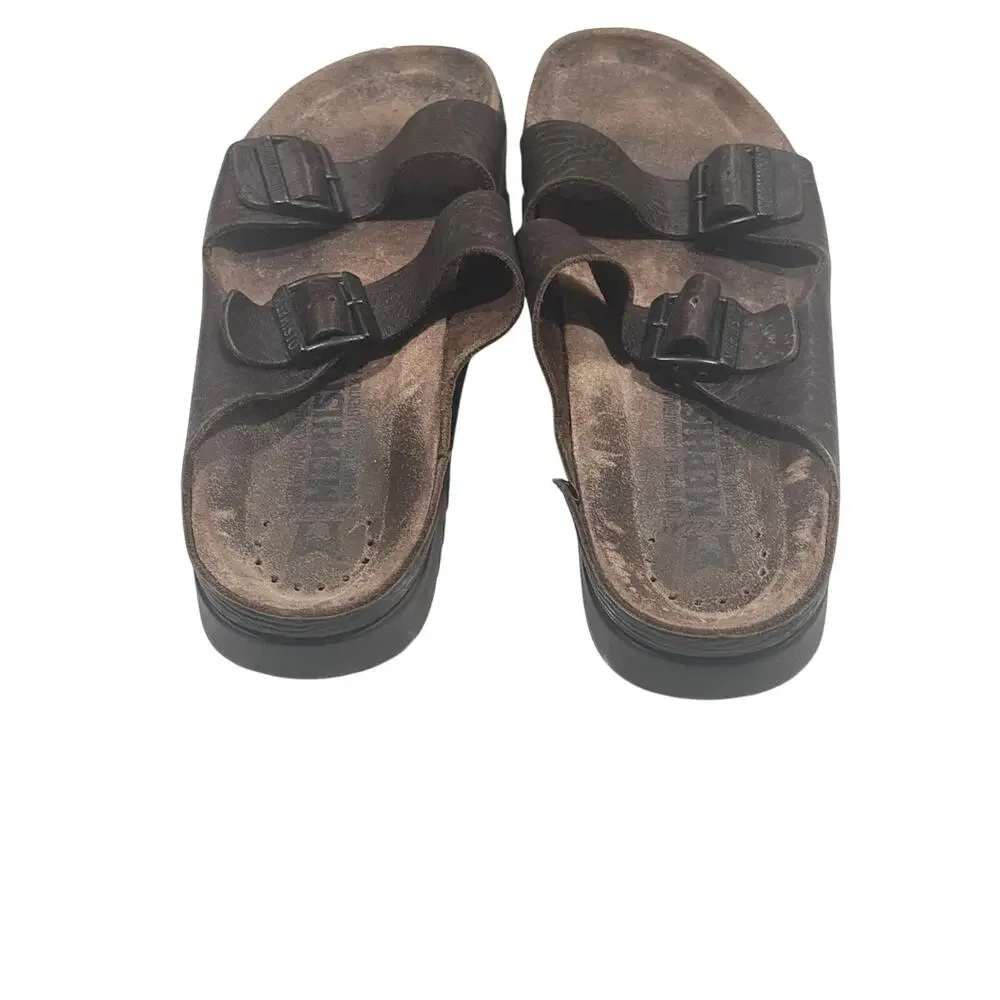Mephisto Men's Zonder Dark Brown Buffalo 451 Buckle Strap Flat  Sandals Eur 44